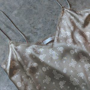 NWOT Vince Floral Gold Silk Bias Cut Camisole Top